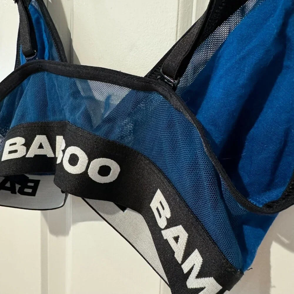 Blue‎ Bamboo Banded Triangle Mesh Bra - Size Small